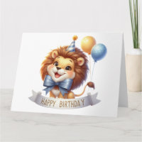 Carte d'anniversaire du lion mignon