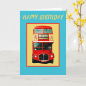 Carte d'anniversaire du London Bus (Fleur jaune)