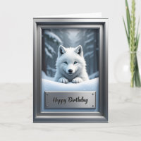 Carte d'anniversaire du loup arctique joyeux