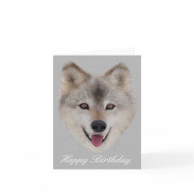 Carte d'anniversaire du loup de neige