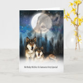 Carte d'anniversaire du loup de style indien améri (Fleur jaune)