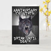 Carte d'anniversaire du loup fou (Fleur jaune)