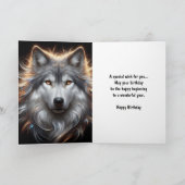 Carte d'anniversaire du loup gris joyeux (Intérieur)