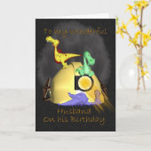 Carte d'anniversaire du mari - Dragons mineurs de (Fleur jaune)