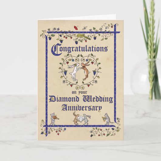 Carte d'anniversaire du mariage de diamant (Devant)