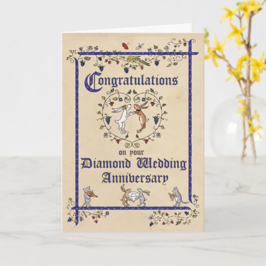 Carte d'anniversaire du mariage de diamant (Fleur jaune)