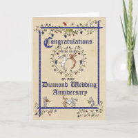 Carte d'anniversaire du mariage de diamant