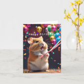Carte d'anniversaire du mignon Hamster (Fleur jaune)
