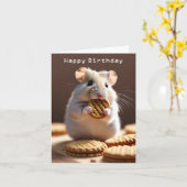 Carte d'anniversaire du mignon Hamster (Fleur jaune)