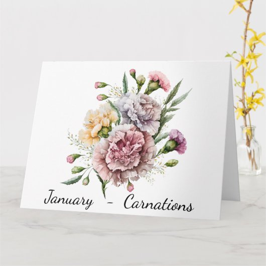 Carte d'anniversaire du mois de janvier (Fleur jaune)