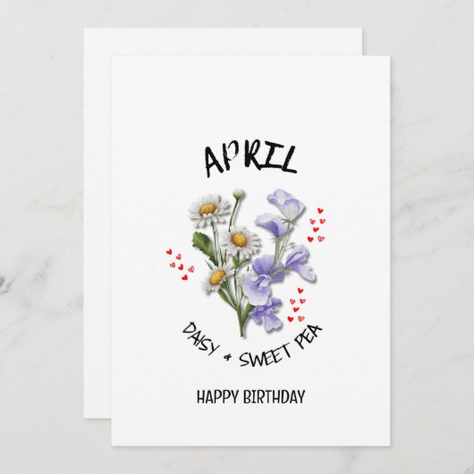 Carte d'anniversaire du mois de naissance du mois  (Devant / Derrière)