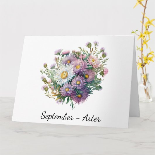 Carte d'anniversaire du mois de septembre (Fleur jaune)