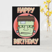 Carte d'anniversaire du monstre de Frankenstein (Fleur jaune)