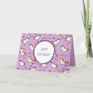 Carte d'anniversaire du motif de la licorne pastel