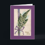 Carte d'anniversaire du muguet<br><div class="desc">Belle peinture vintage sur une carte d'anniversaire appropriée à n'importe qui. Disponible aussi dans la taille de carte pour notes. [Les multiples d'ordre et reçoivent notre escompte pour achats en quantité !]</div>
