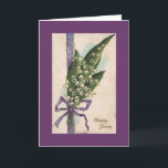 Carte d'anniversaire du muguet<br><div class="desc">Belle peinture vintage sur une carte d'anniversaire appropriée à n'importe qui. Disponible aussi dans la taille de carte pour notes. [Les multiples d'ordre et reçoivent notre escompte pour achats en quantité !]</div>
