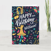 Carte d'anniversaire du musicien de trompette colo (Devant)