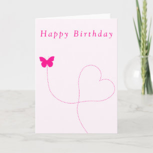 Carte d'anniversaire du papillon rose volant