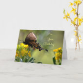 Carte d'anniversaire du papillon Swallowtail (Fleur jaune)