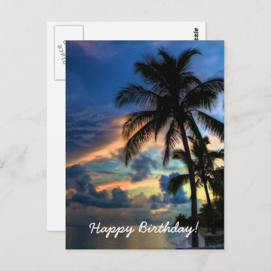 Carte d'anniversaire du paradis tropical (Devant / Derrière)