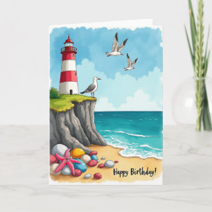 Carte d'anniversaire du phare côtier
