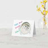 Carte d'anniversaire du phoque bébé (Fleur jaune)