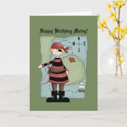 Carte d'anniversaire du pirate (Fleur jaune)