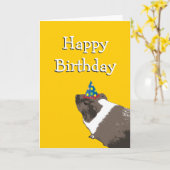 Carte d'anniversaire du porc de Guinée mignonne (Fleur jaune)