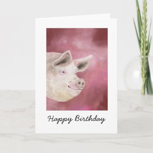 Carte d'anniversaire du porc souriant (Devant)