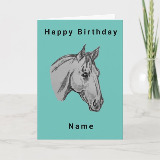 Carte d'anniversaire du portrait du cheval (Devant)