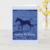 Carte d'anniversaire du poulain bleu (Fleur jaune)