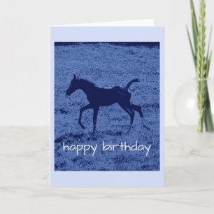 Carte d'anniversaire du poulain bleu