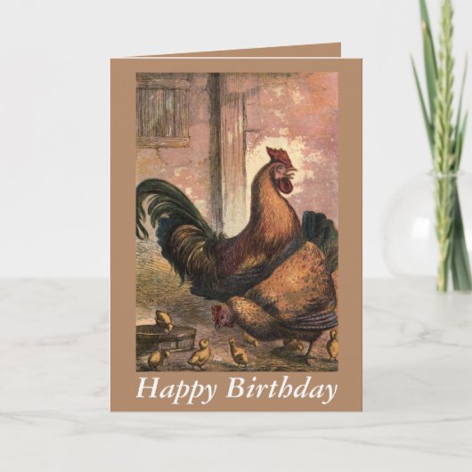 Carte d'anniversaire du Rooster rouge, du Hen et d (Devant)