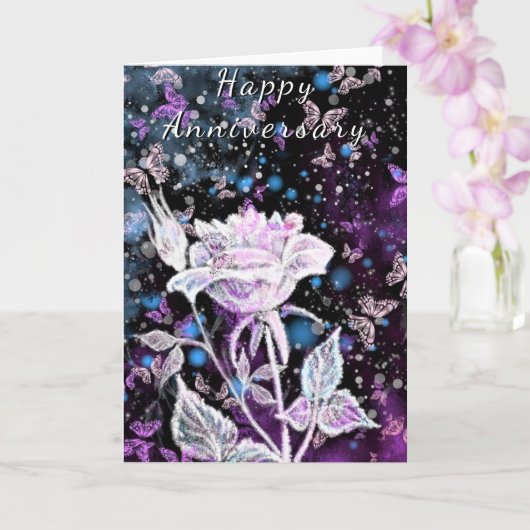 Carte d'anniversaire du Rose d'hiver et des papill (Orchidée)