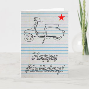 Carte d'anniversaire du Scooter rétro Old School