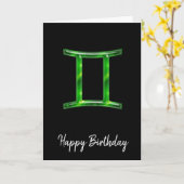 Carte d'anniversaire du signe des Gémeaux verts (Fleur jaune)
