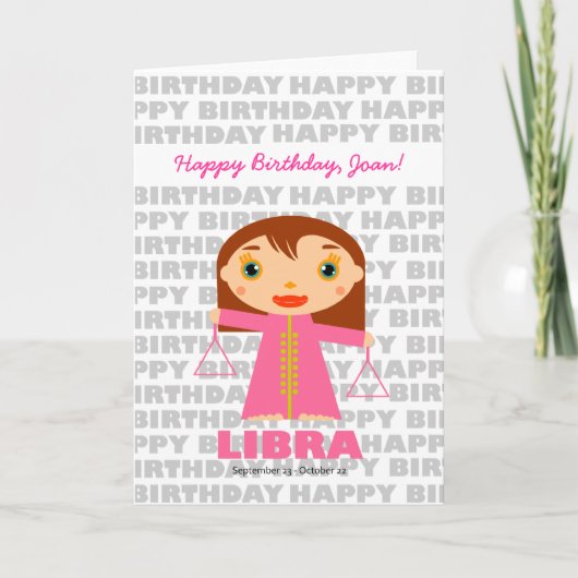 Carte d'anniversaire du signe Libra Zodiac (Devant)