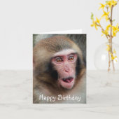 Carte d'anniversaire du singe macaque japonais (Fleur jaune)