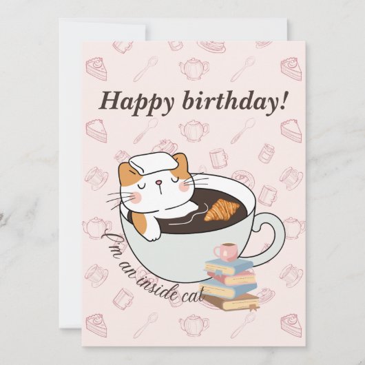 Carte d'anniversaire du Spa de chat intérieur (Devant)