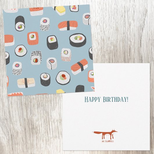 Carte d'anniversaire du sushi mignon
