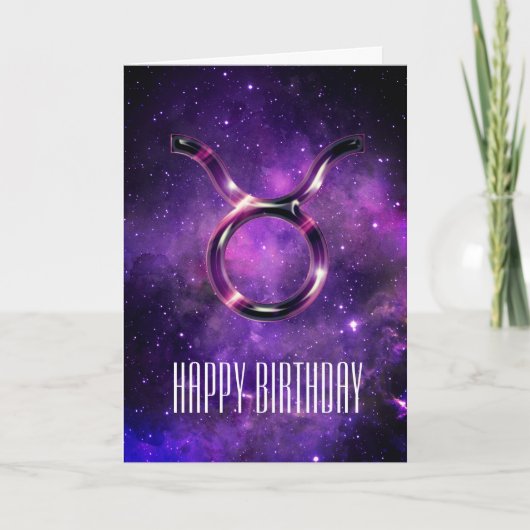 Carte d'anniversaire du Taurus de l'espace pourpre (Devant)