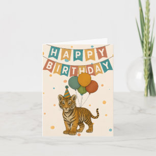 Carte d'anniversaire du tigre - animal de la jungl