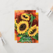 Carte d'anniversaire du tournesol (Devant/Arrière en situation)