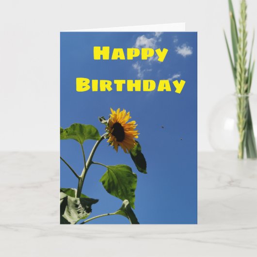 Carte d'anniversaire du tournesol jaune et ciel bl (Devant)