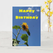 Carte d'anniversaire du tournesol jaune et ciel bl (Fleur jaune)