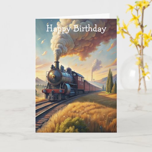 Carte d'anniversaire du train (Fleur jaune)