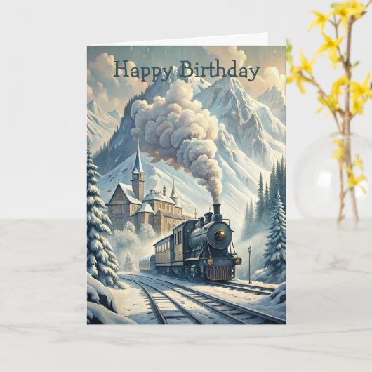 Carte d'anniversaire du train (Fleur jaune)