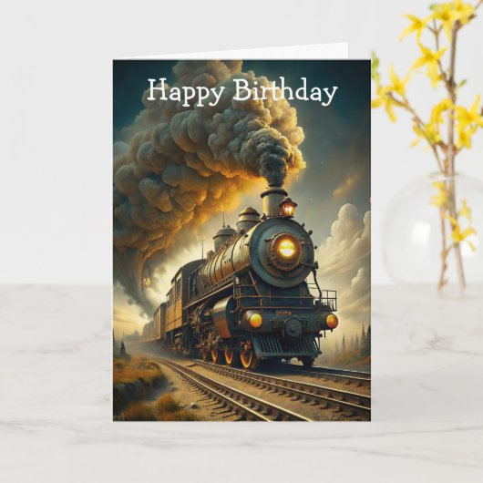 Carte d'anniversaire du train (Fleur jaune)