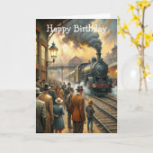 Carte d'anniversaire du train (Fleur jaune)