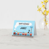 Carte d'anniversaire du train rouge pour enfants (Fleur jaune)